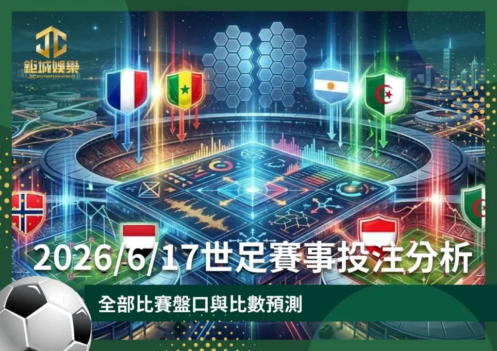 2026/6/17世足賽事投注分析｜全部比賽盤口與比數預測